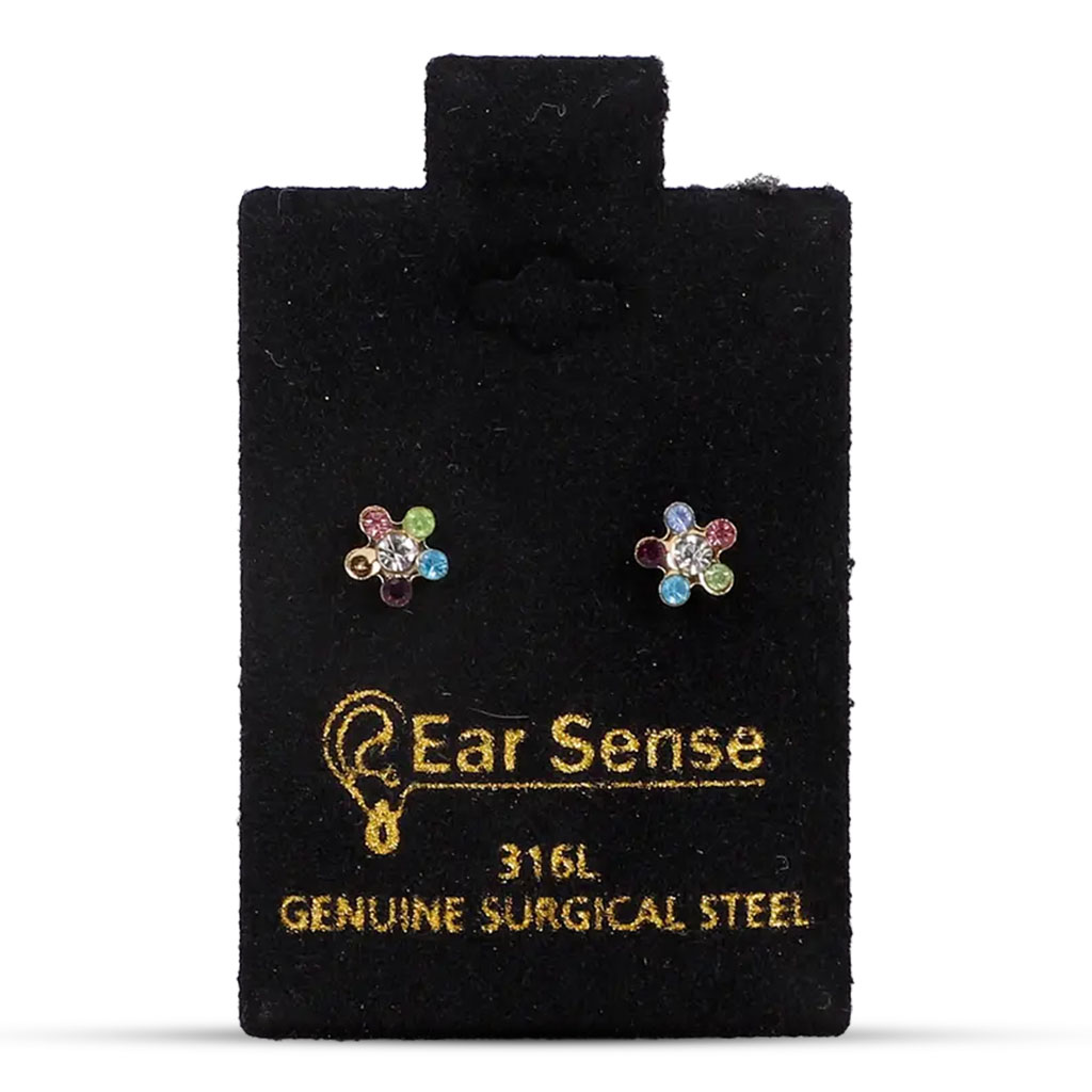 Ear Sense, Daisy Rainbow Earrings, Colorful floral design earrings, D47 size