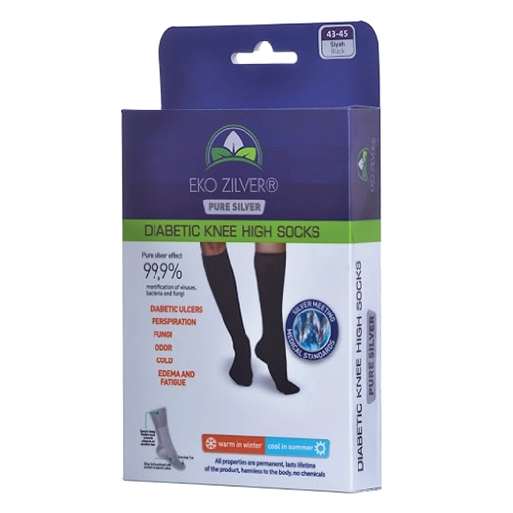 Eco Silver, Diabetic Socks Black, Comfortable silver-infused socks for diabetic foot care