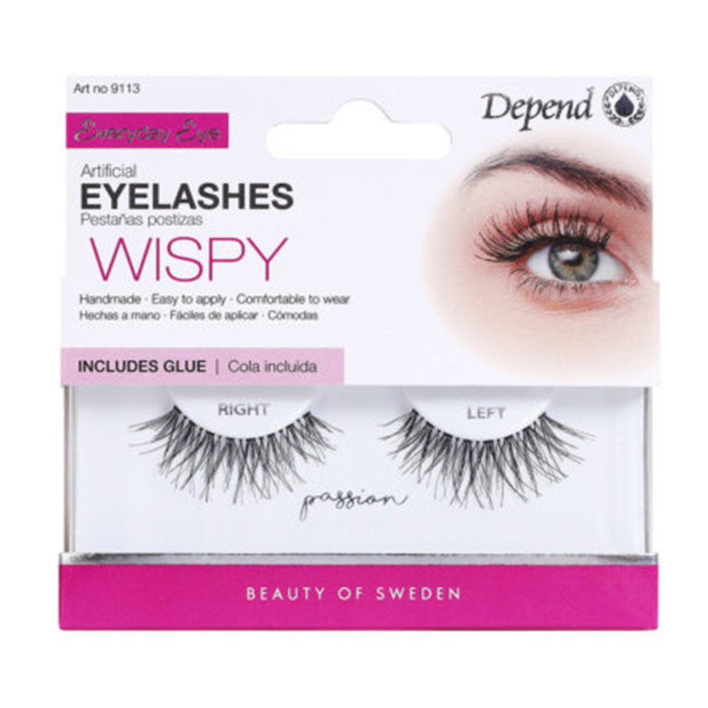 Depend, Wispy Artificial Eyelashes with Glue - Passion, Natural looking false eyelashes with adhesive