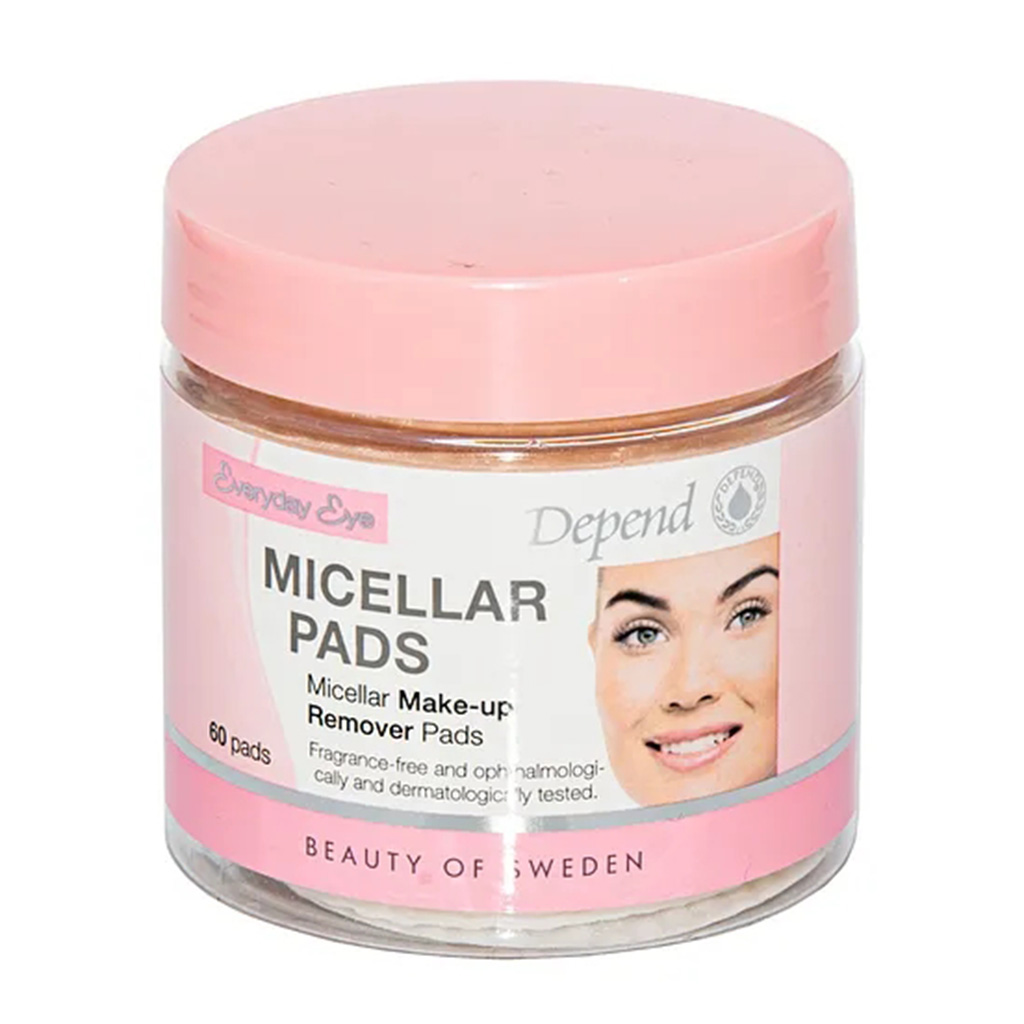 Depend, Micellar makeup remover pads, Gentle cleansing pads for makeup removal, 60 pcs