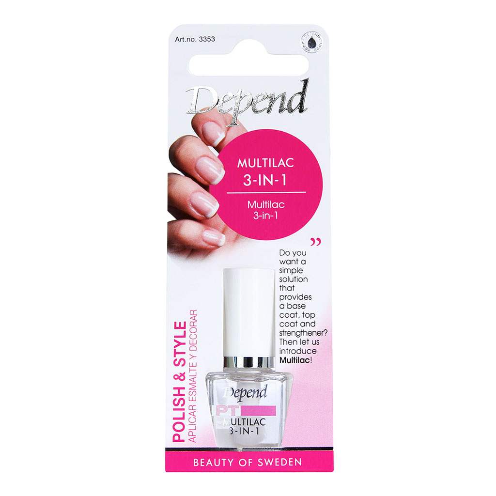 Depend, Nail Care 3 In 1 Multilack, Strengthening, base and top coat for nail protection