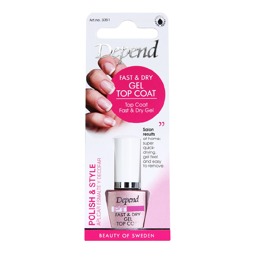 Depend, Nail Care Quick Dry & Shine Top Coat, Fast-drying top coat for glossy nails