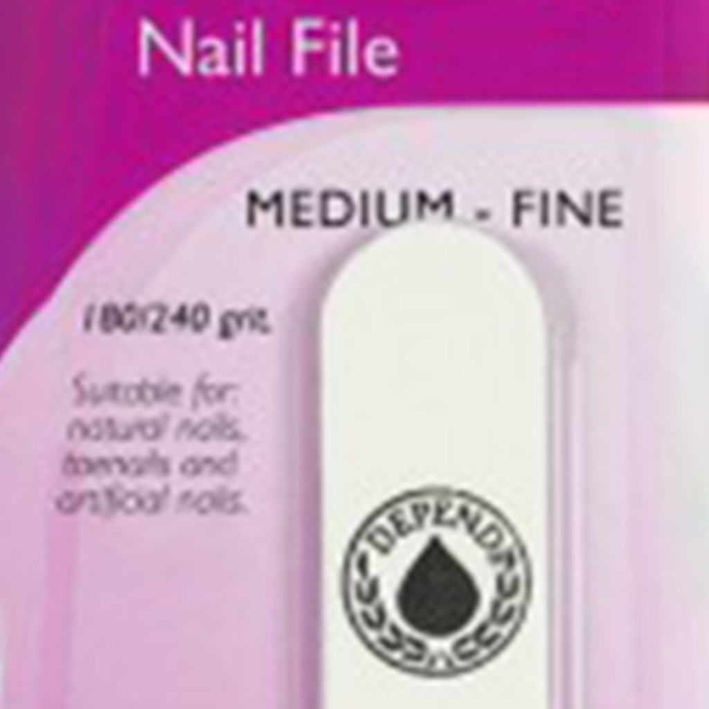 Depend, Nail File Medium/Fine, Dual-grit nail file for shaping and smoothing