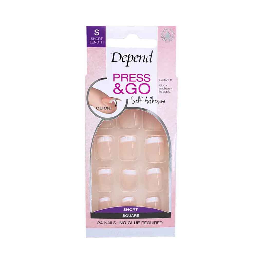 Depend, Press & Go Square Nails, Soft Pink