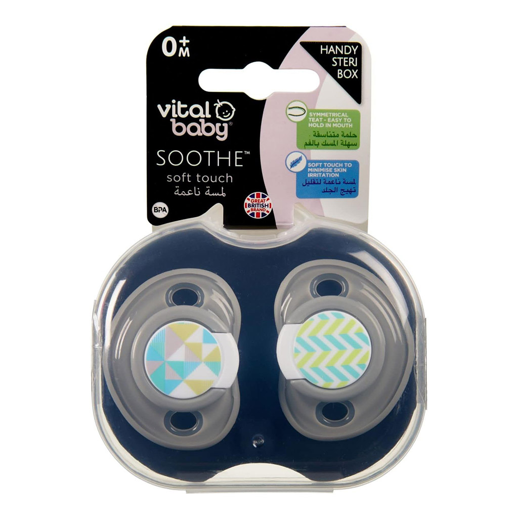 Vital Baby Soothe Soft Touch Soother, Boy, 0 Months & Above,  Pack Of 2'S