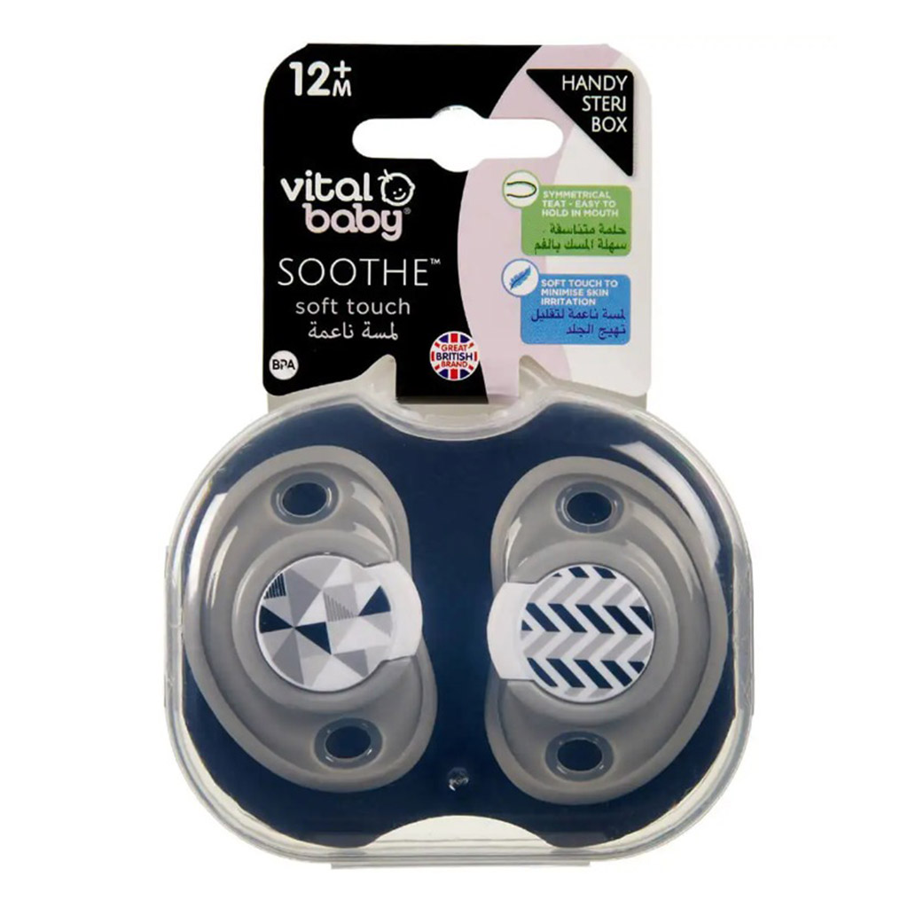 Vital Baby, Soothe Soft Touch Soother Unisex, Gentle silicone soother for 12 months and above