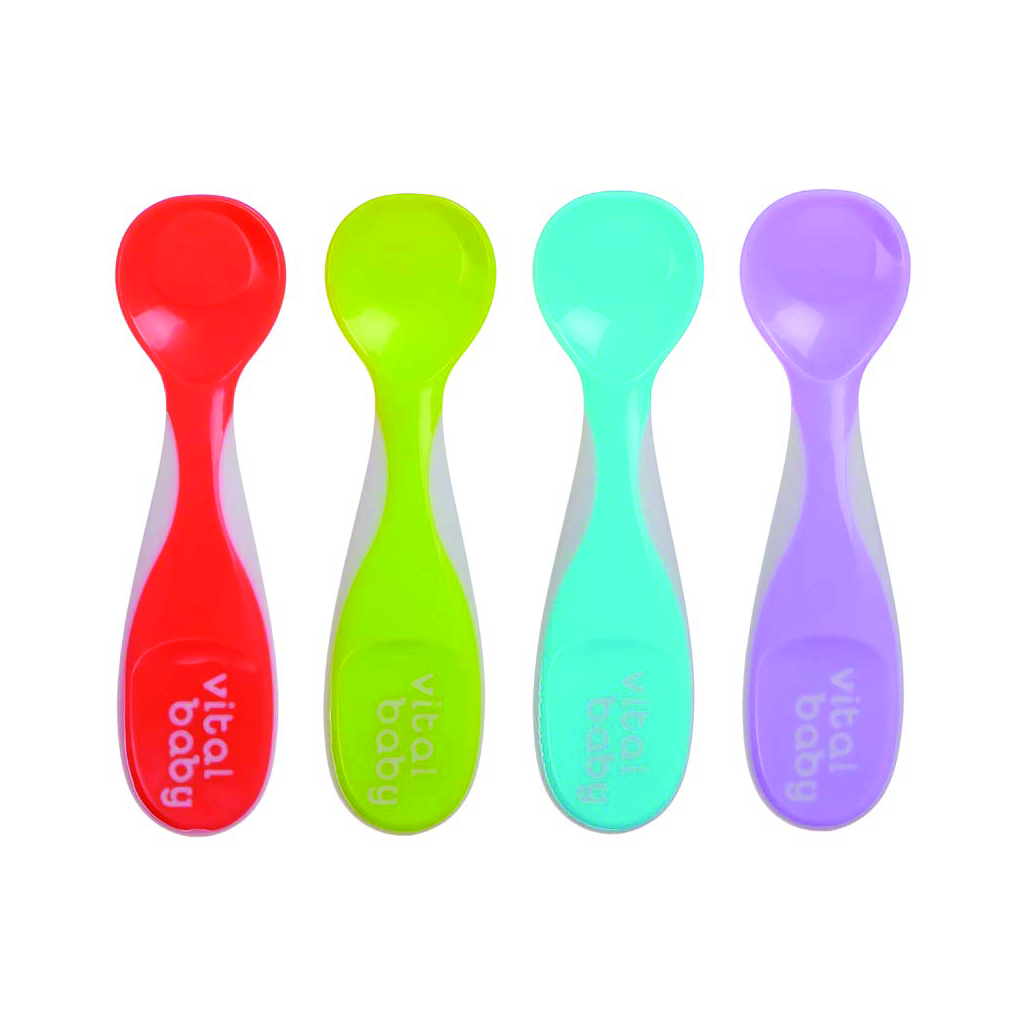 Vital Baby, Nourish Chunky Feeding Spoons, Ergonomic spoons for easy baby feeding, 4 pieces