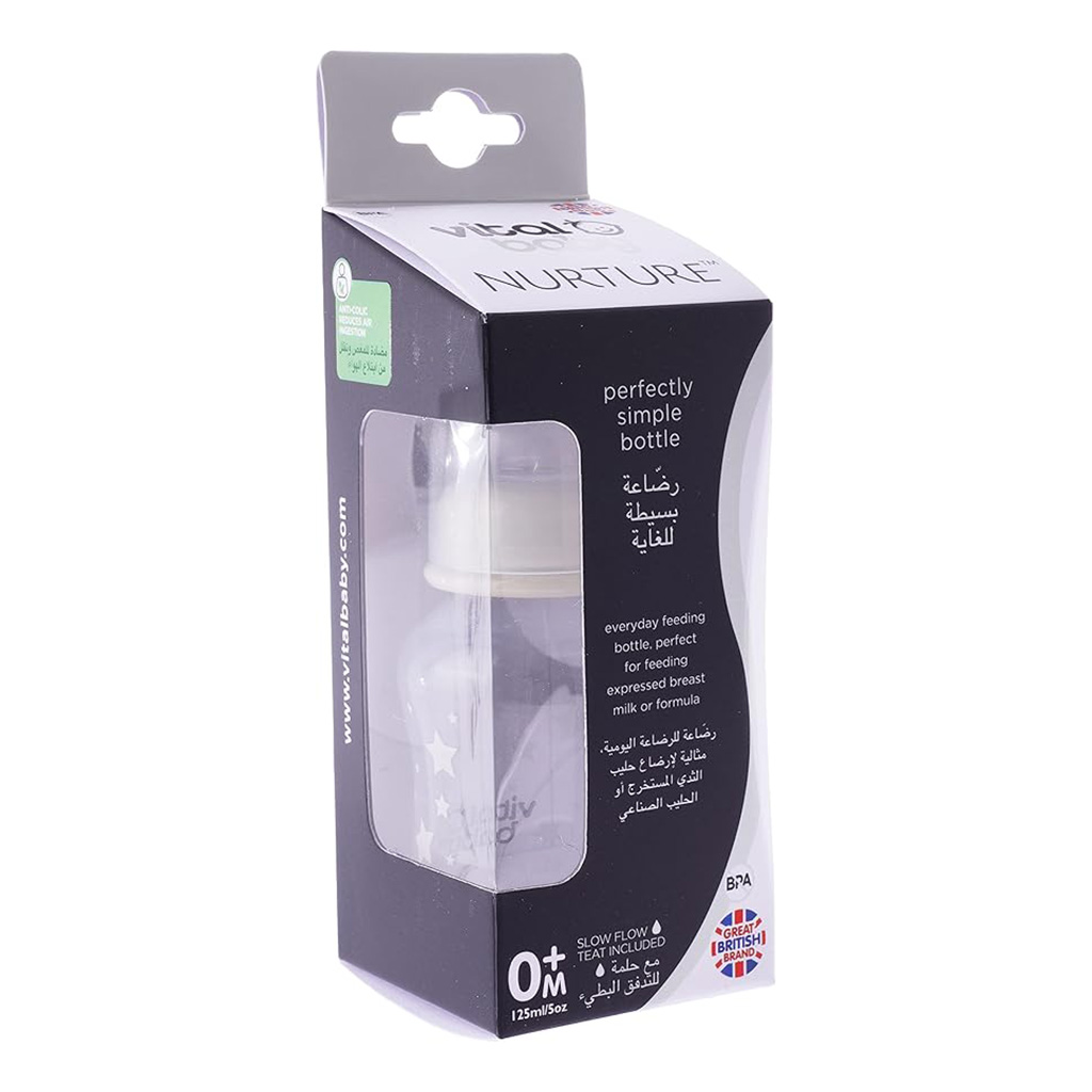 Vital Baby, Nurture Perfectly Simple Feeding Bottle, Easy to clean natural feel feeding bottle, 100 ml