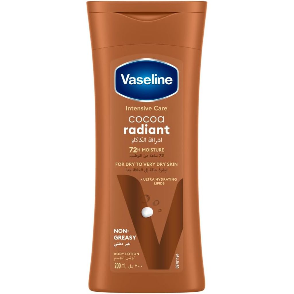 Vaseline, Intensive Care Cocoa Radiant Body Lotion, Nourishing lotion for radiant soft skin, 200 ml