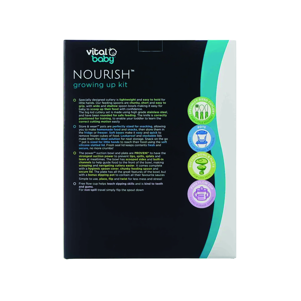 Vital Baby, Nourish Growing Up Kit Fizz, Baby feeding starter kit with utensils and bowls