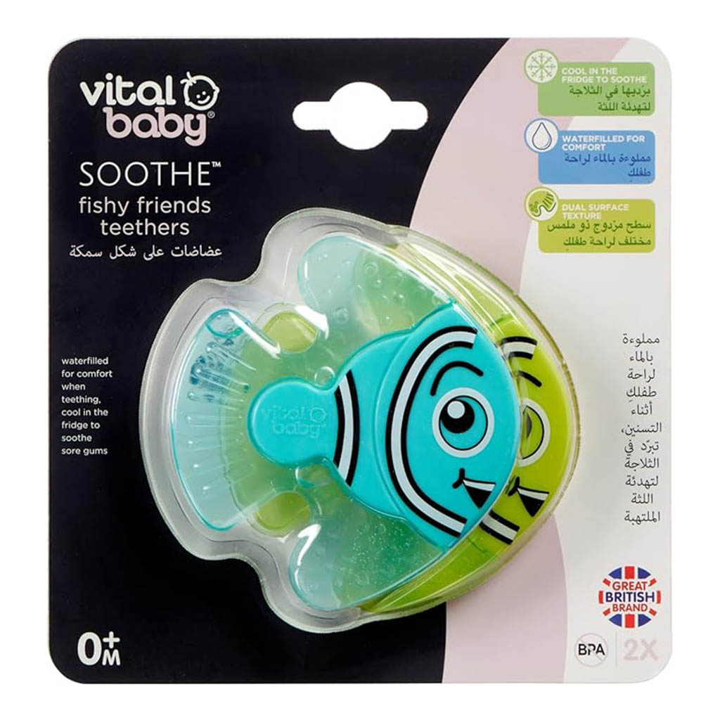 Vital Baby, Soothe Fishy Friends Soothers, Soothing baby pacifiers with fun design