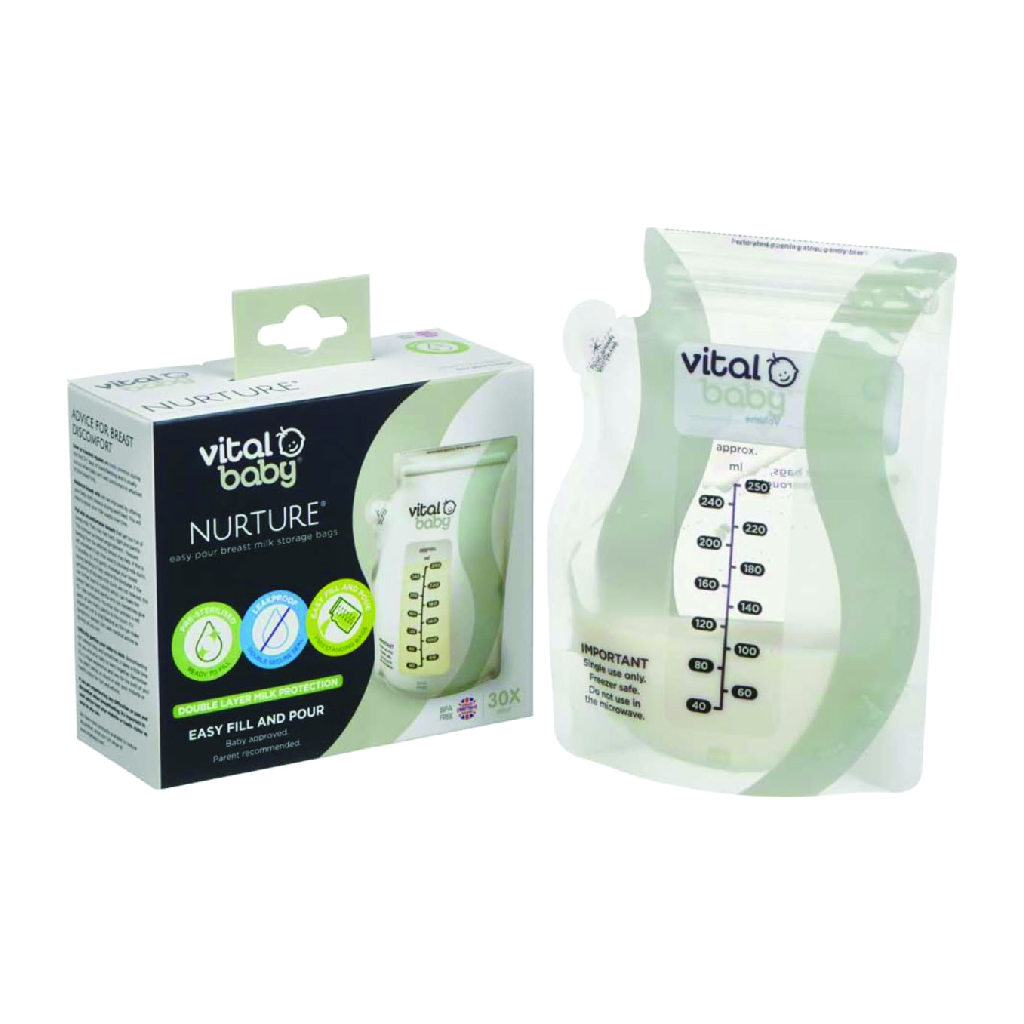 Vital Baby Nurture Easy Pour Breast Milk Storage Bags (30 Pack)