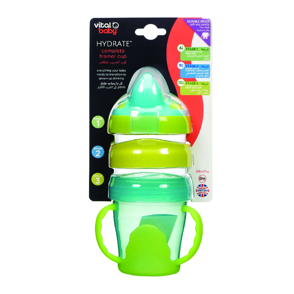 Vital Baby, Hydrate Complete Trainer Cup, Spill-proof trainer cup with pop-up straw