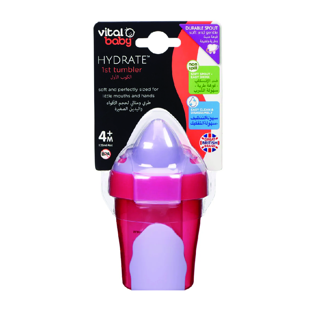 Vital Baby, Hydrate 1st Tumbler - Fizz, Beginner toddler drinking cup for hydration