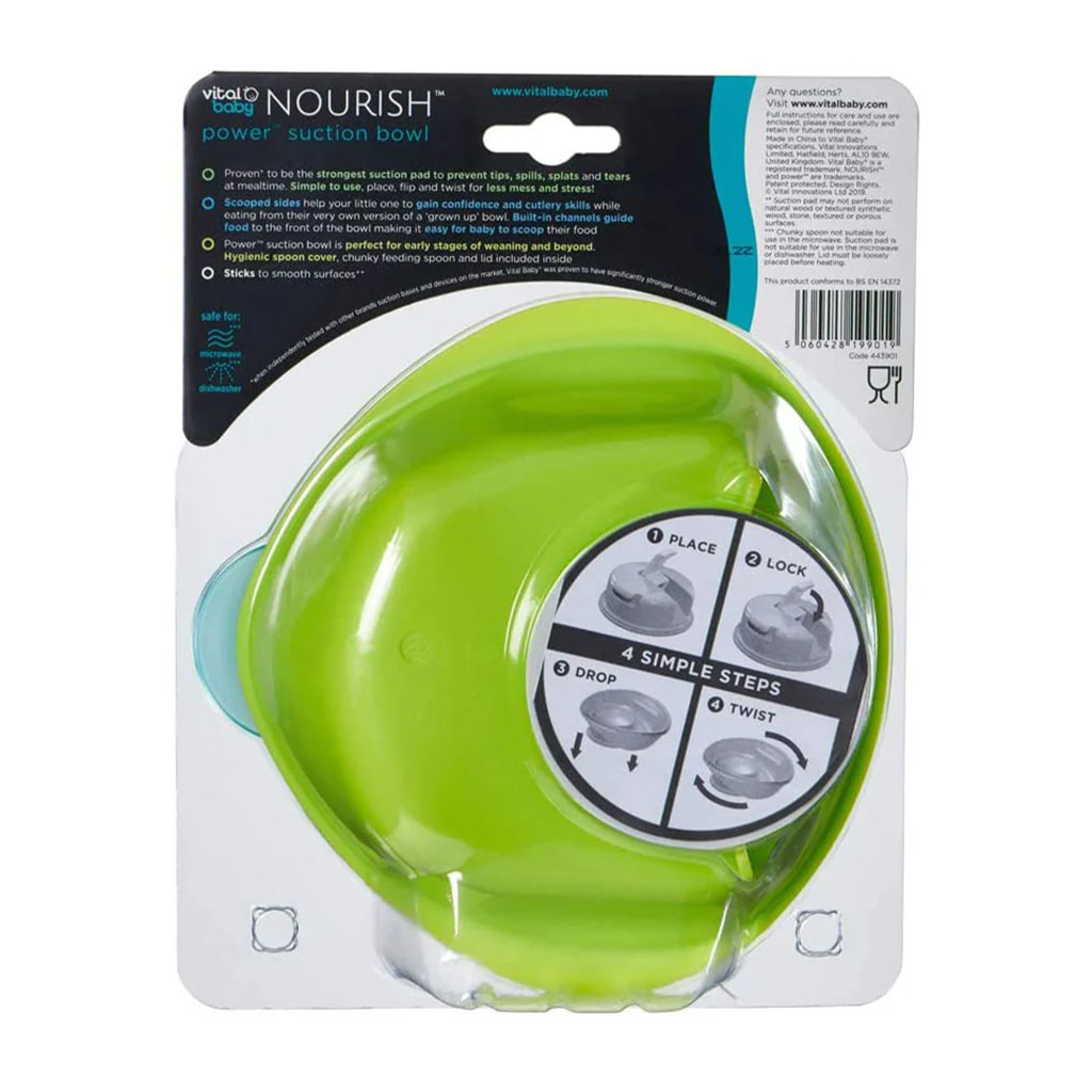 Vital Baby, Nourish Power Suction Bowl, Non-slip suction bowl for easy feeding