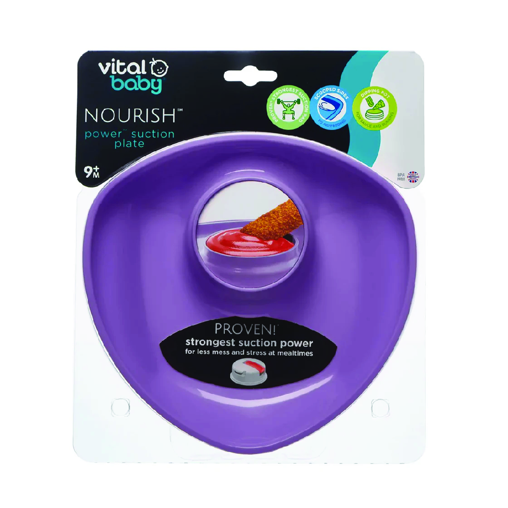 Vital Baby, Nourish Power Suction Plate - Fizz, Non-slip suction plate for toddlers’ meals