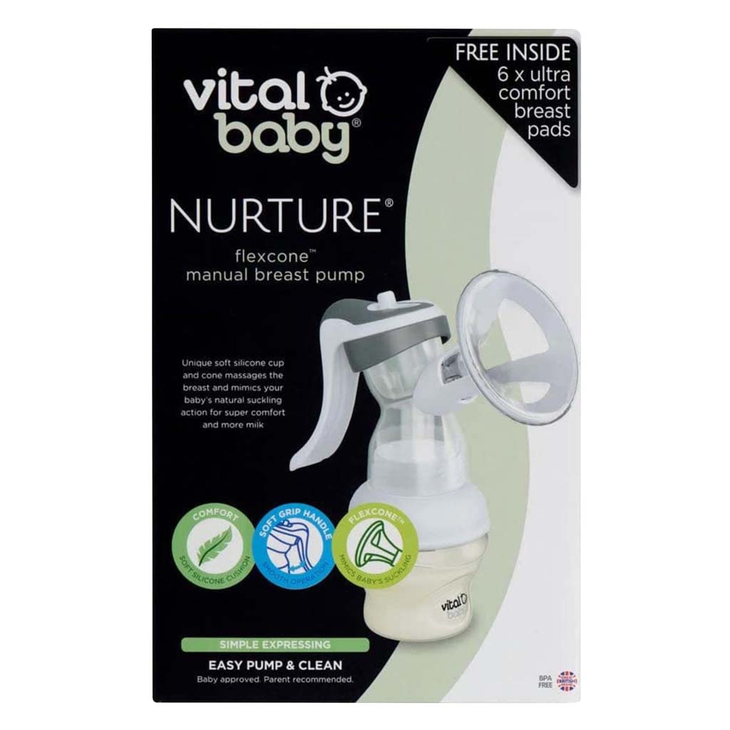 Vital Baby, Nurture Flexcone Manual Breast Pump, Comfortable manual pump for easy milk expression