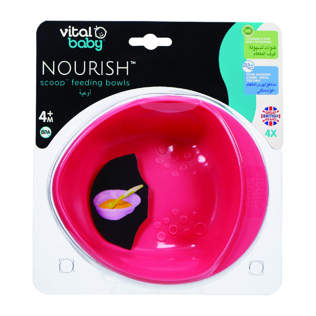 VITAL BABY NOURISH SCOOP FEEDING BOWLS (4PK) - POP