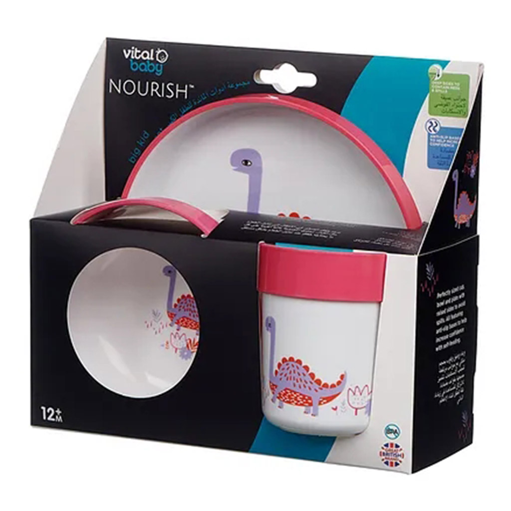 Vital Baby, Nourish Tableware Set Fizz, Baby feeding set with suction and utensils