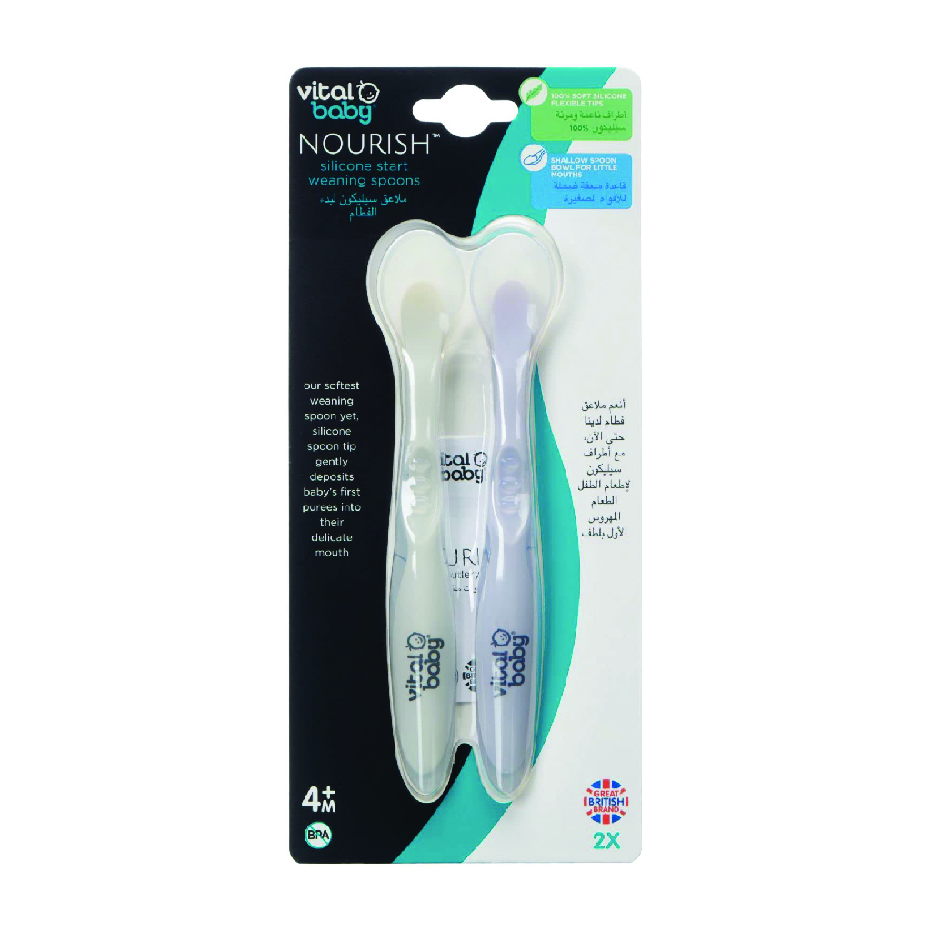 Vital Baby Nourish Start Weaning Silicone Spoons (2 Pack) - Fizz