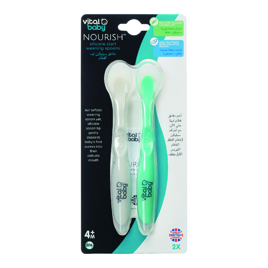 Vital Baby Nourish Start Weaning Silicone Spoons (2 Pack) - Pop