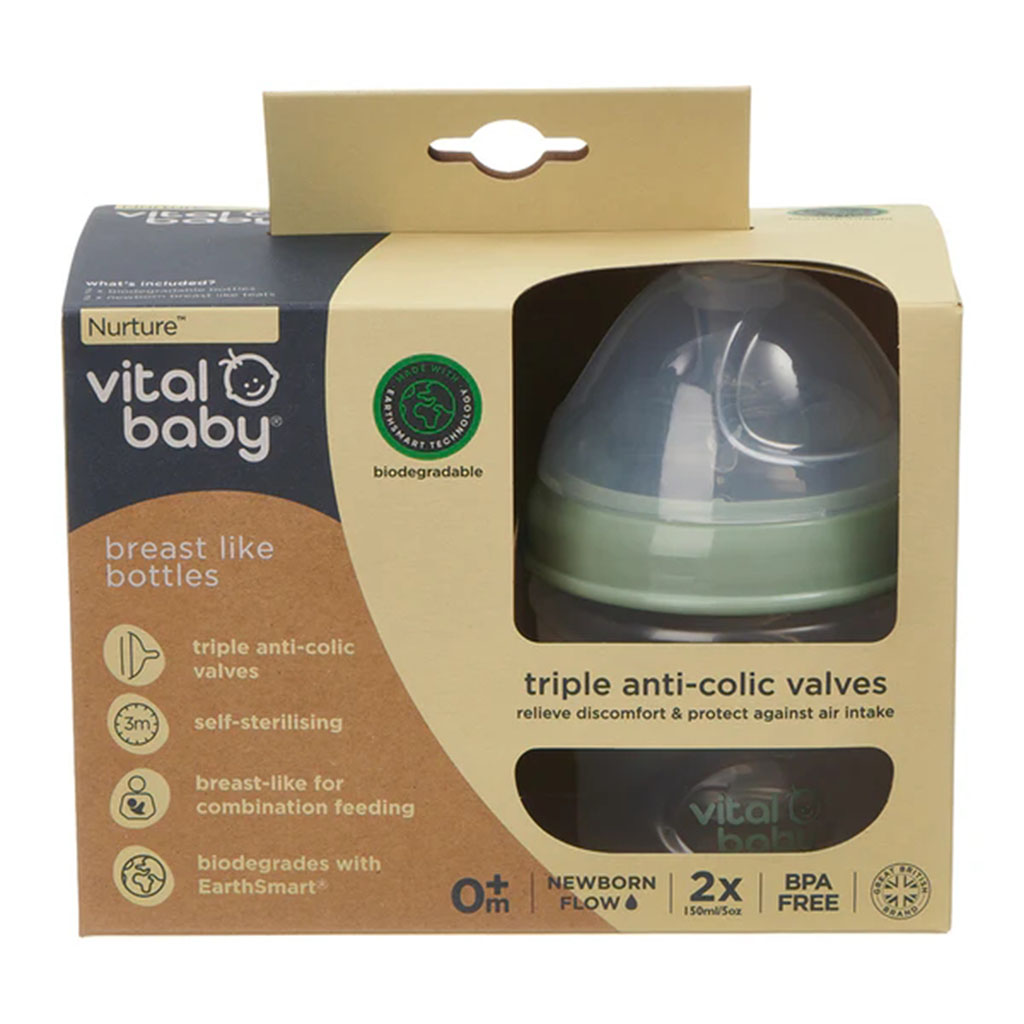 Vital Baby, Nurture Breast Like Feeding Bottles, Natural feel feeding bottles for babies, 150 ml