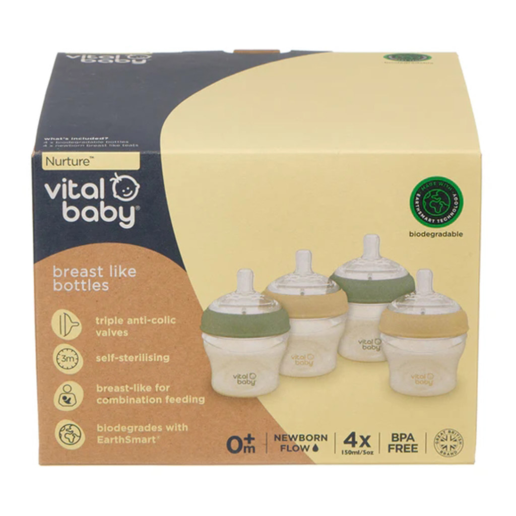 Vital Baby, Nurture Breast Like Feeding Bottles, Natural feel feeding bottles for babies, 150 ml