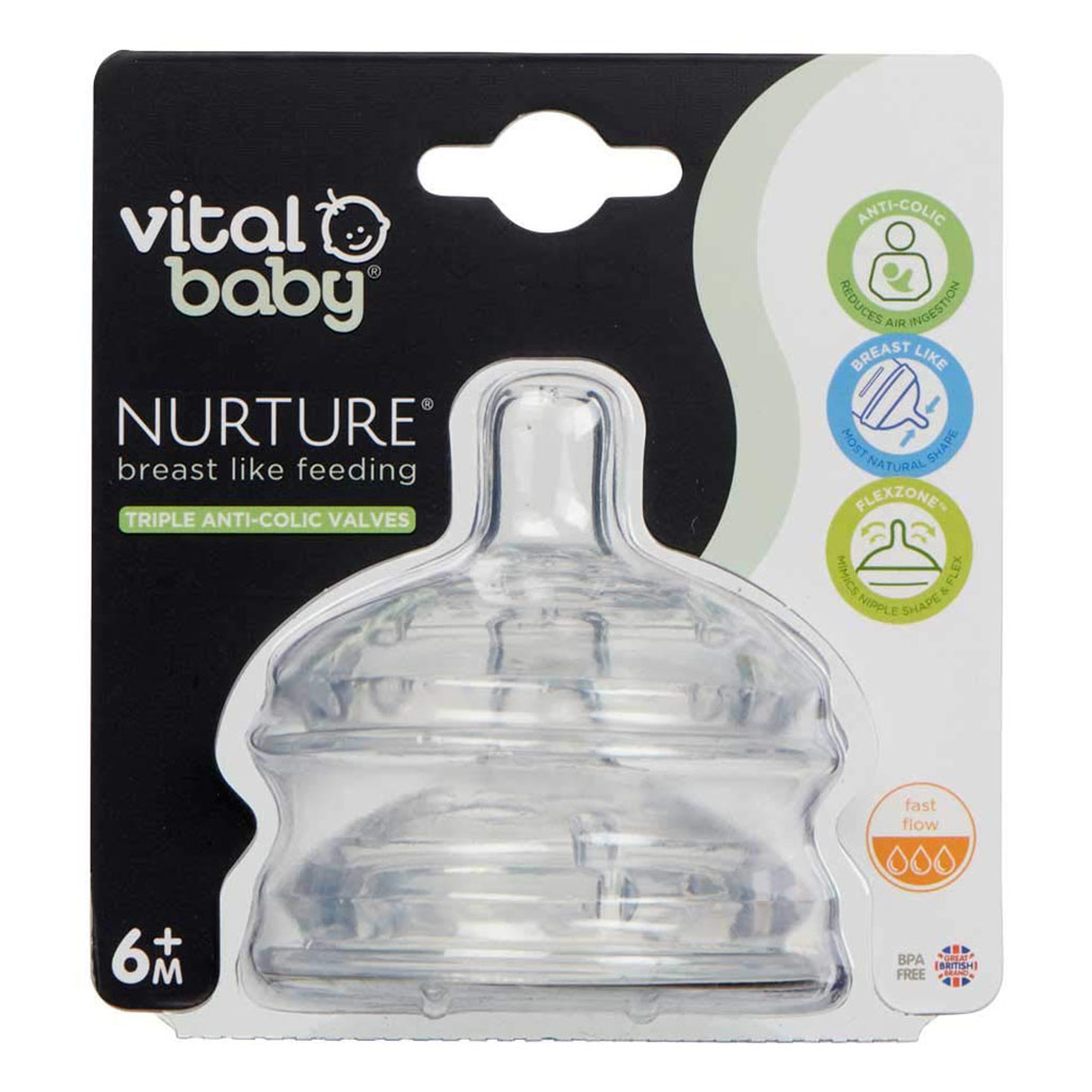 Vital Baby Nurture Breast Like Feeding Teats Fast Flow (2 Pack)