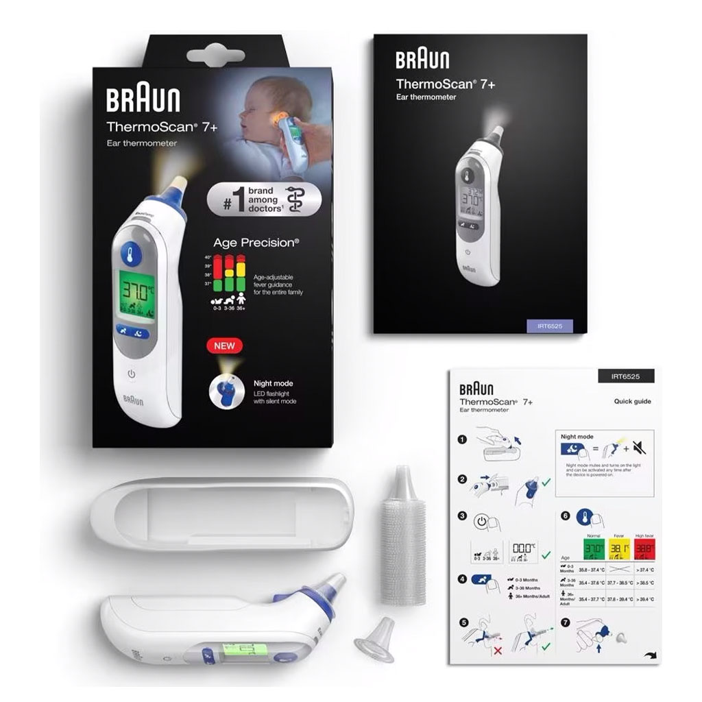 Braun, ThermoScan 7 Ear Thermometer, Accurate ear temperature measurement with age precision