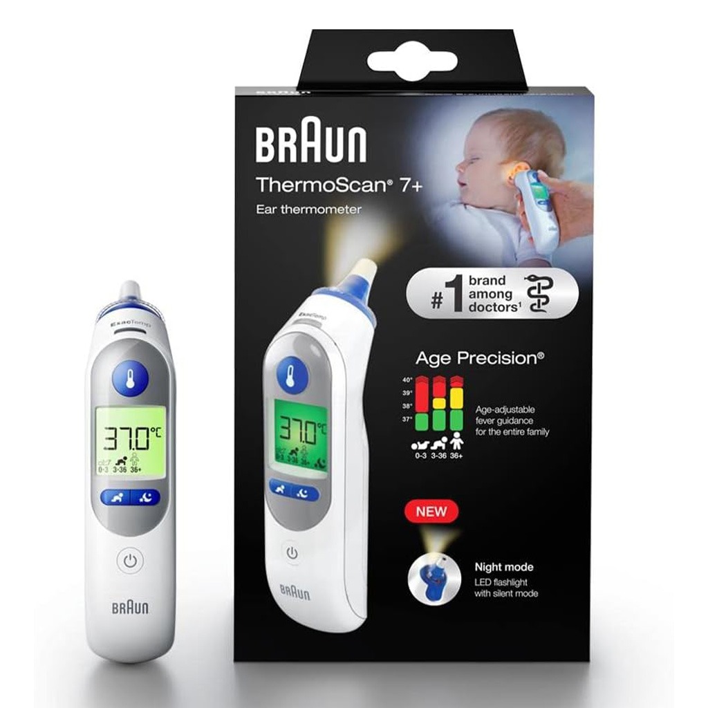 Braun, ThermoScan 7 Ear Thermometer, Accurate ear temperature measurement with age precision
