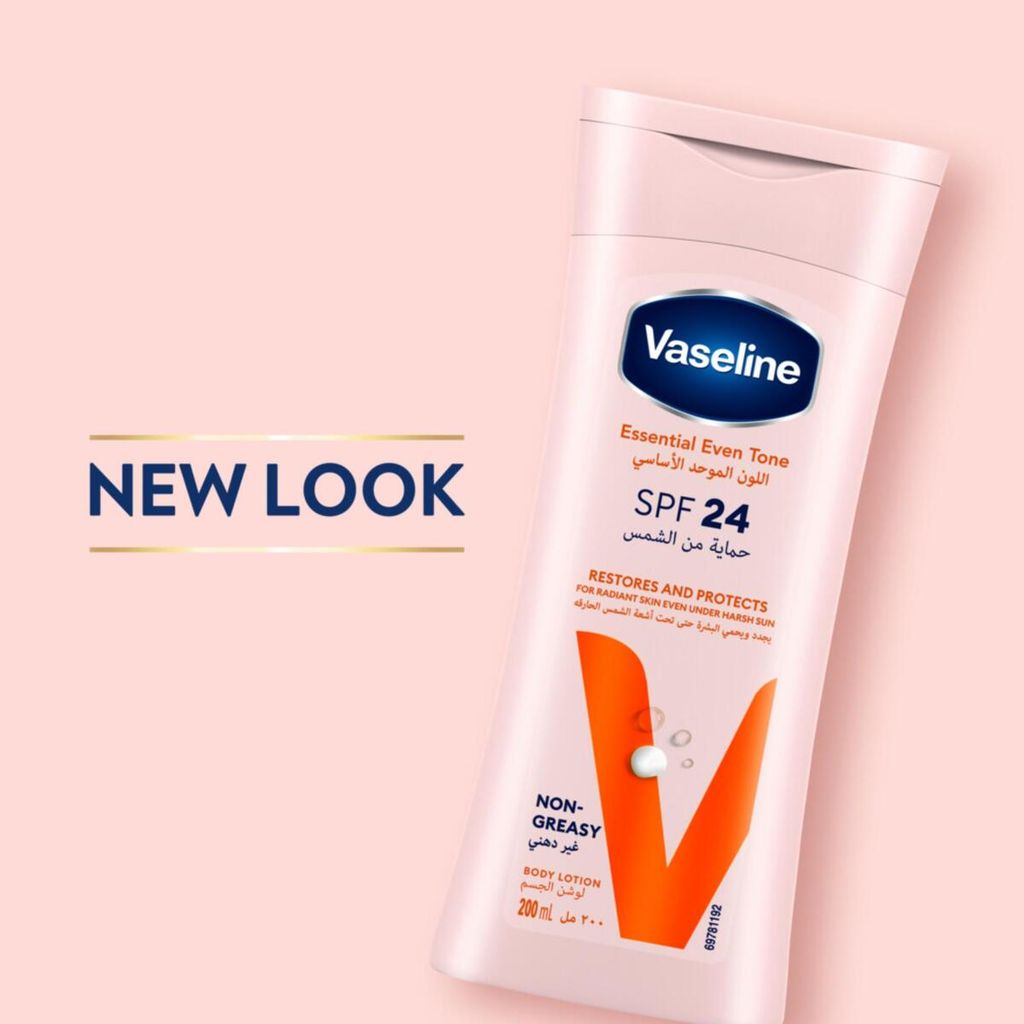 Vaseline, Essential Even Tone SPF 24 Body Lotion, Moisturizing lotion with sun protection, 200 ml