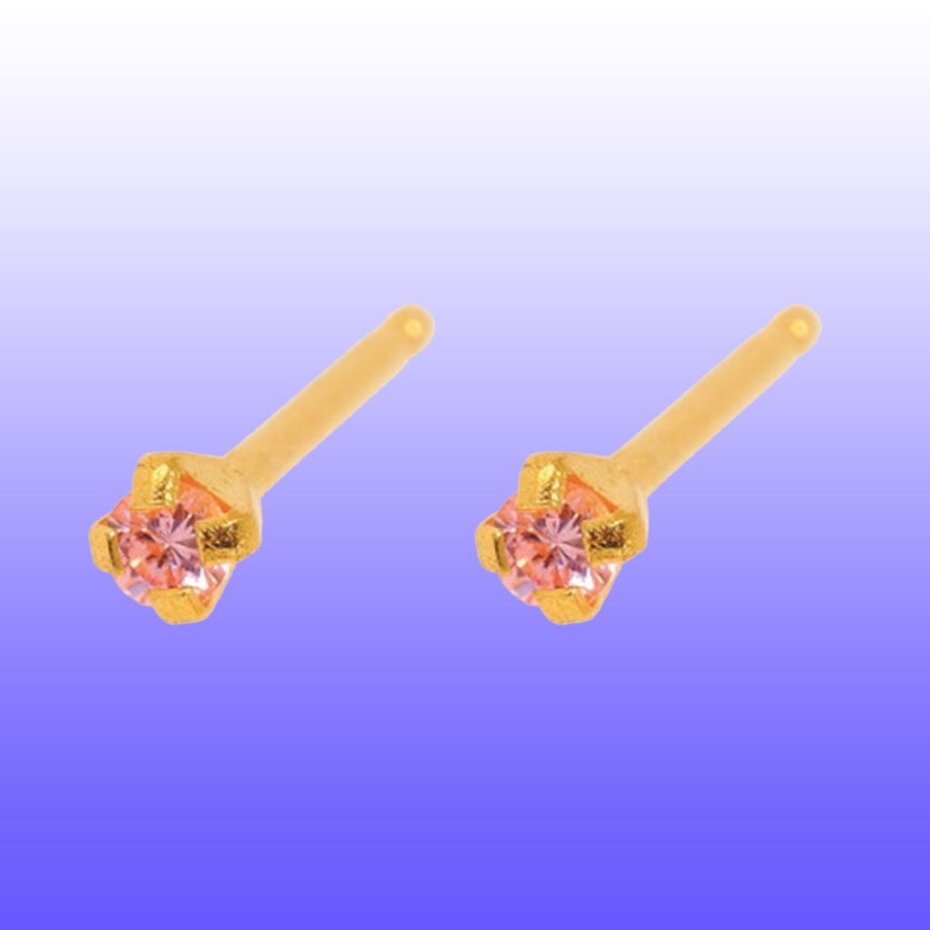 Caflon Fashion Sense FJ2CZP Pink 24K Gold-Plated Stud Earrings