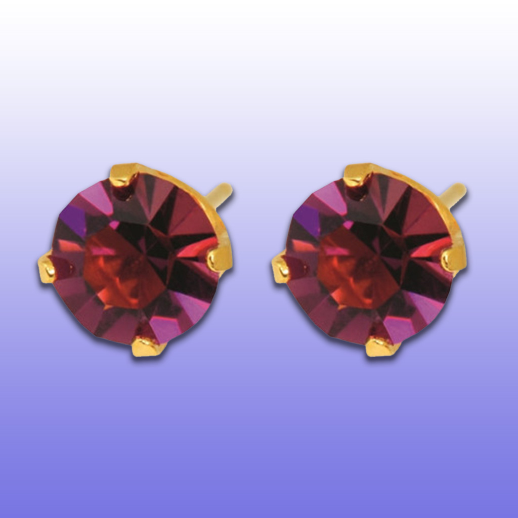 Caflon Fashion Sense, 24K Gold-Plated Amethyst Stud Earrings 5mm, Elegant hypoallergenic stud earrings