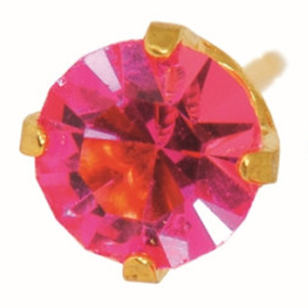 Caflon Fashion Sense FJ510 Rose Zircon 24K Gold-Plated Stud Earrings - 5mm, Pack of 4's