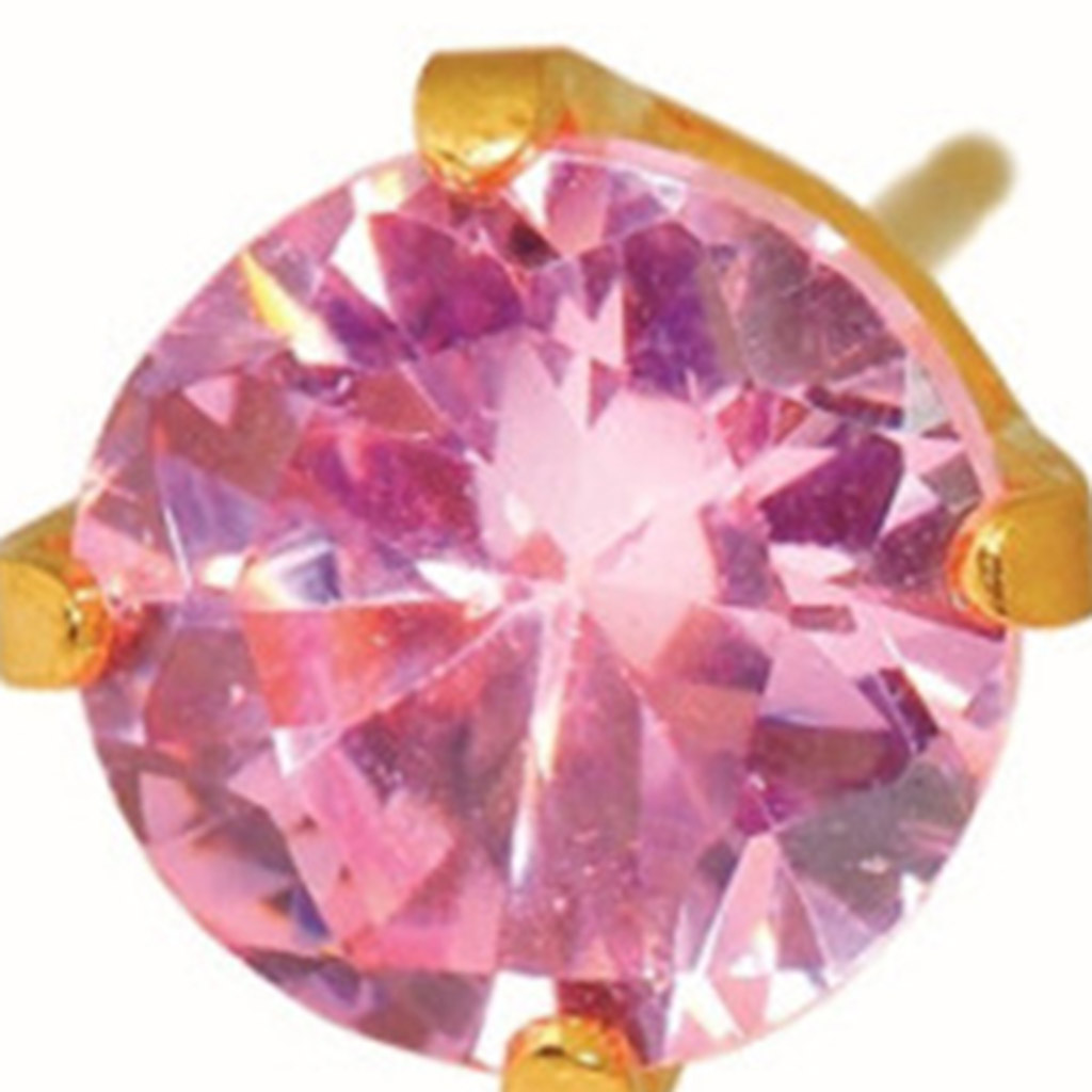 Caflon Fashion Sense, 24K Gold-Plated Pink Stud Earrings 5mm, Elegant hypoallergenic stud earrings
