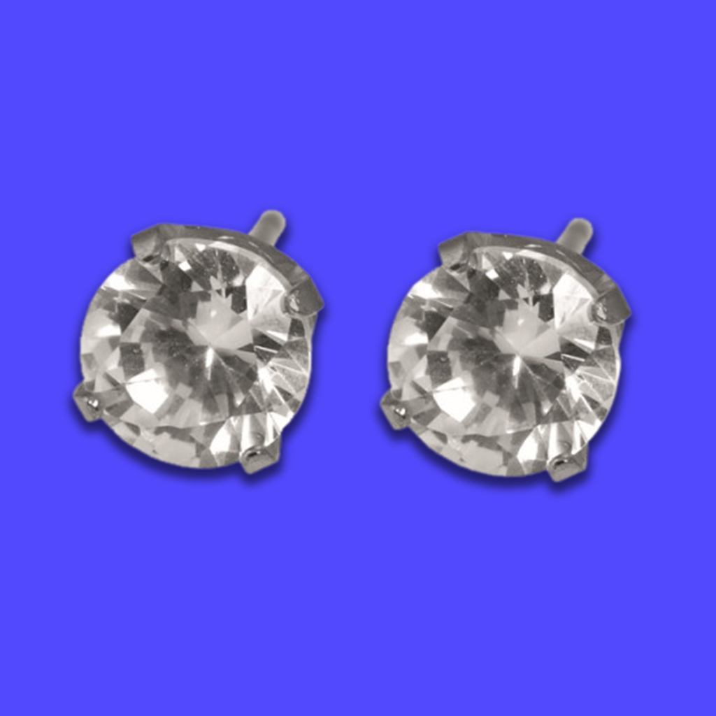 Caflon, Fashion Sense FJ5CZWS White 24K Gold-Plated Stud Earrings, Elegant 5mm white gold-plated stud earrings