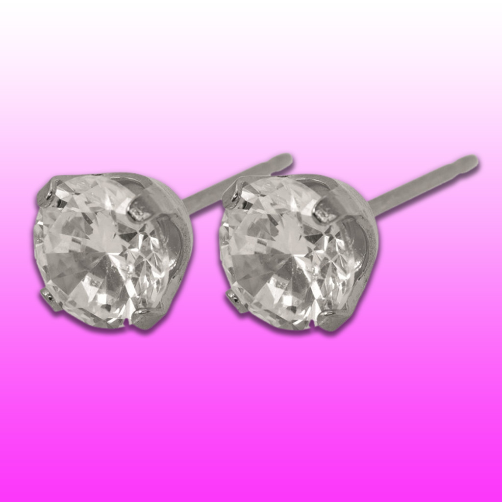 Caflon, Fashion Sense White Stainless Steel Stud Earrings, Stylish hypoallergenic earrings, 6mm