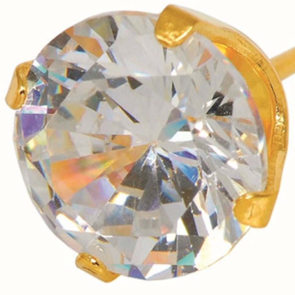 Caflon Fashion Sense FJ8CZW White 24K Gold-Plated Stud Earrings - 8mm, Pack of 4's