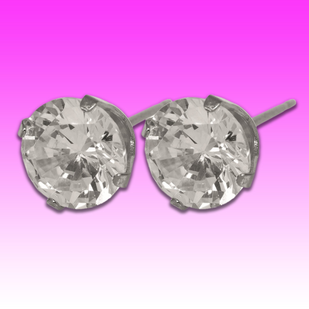 Caflon, Fashion Sense White Stainless Steel Stud Earrings, Stylish 8mm hypoallergenic earrings, 8 mm