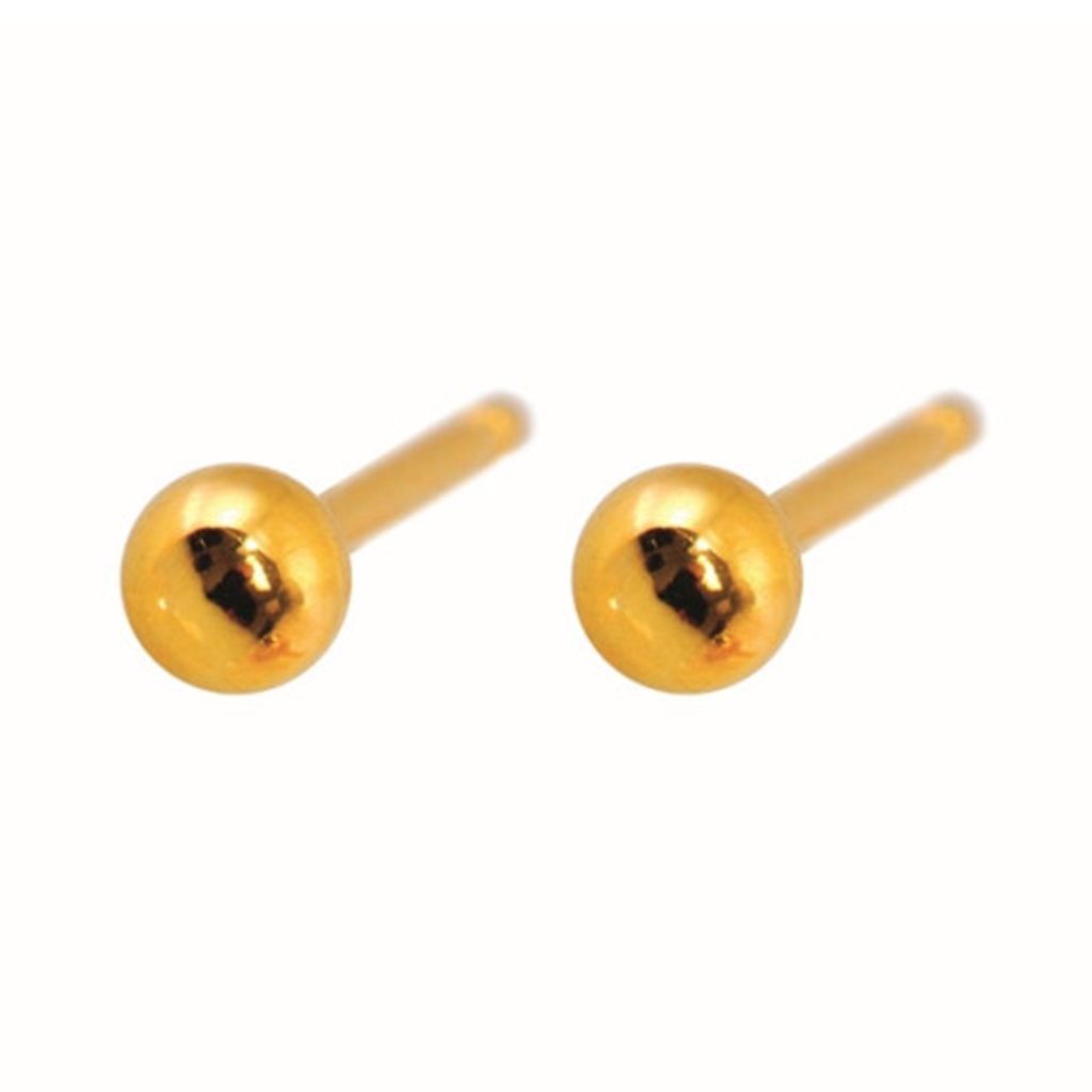 Caflon Fashion Sense FJBG3 24K Gold-Plated Ball Stud Earrings - 3mm, Pack of 4's