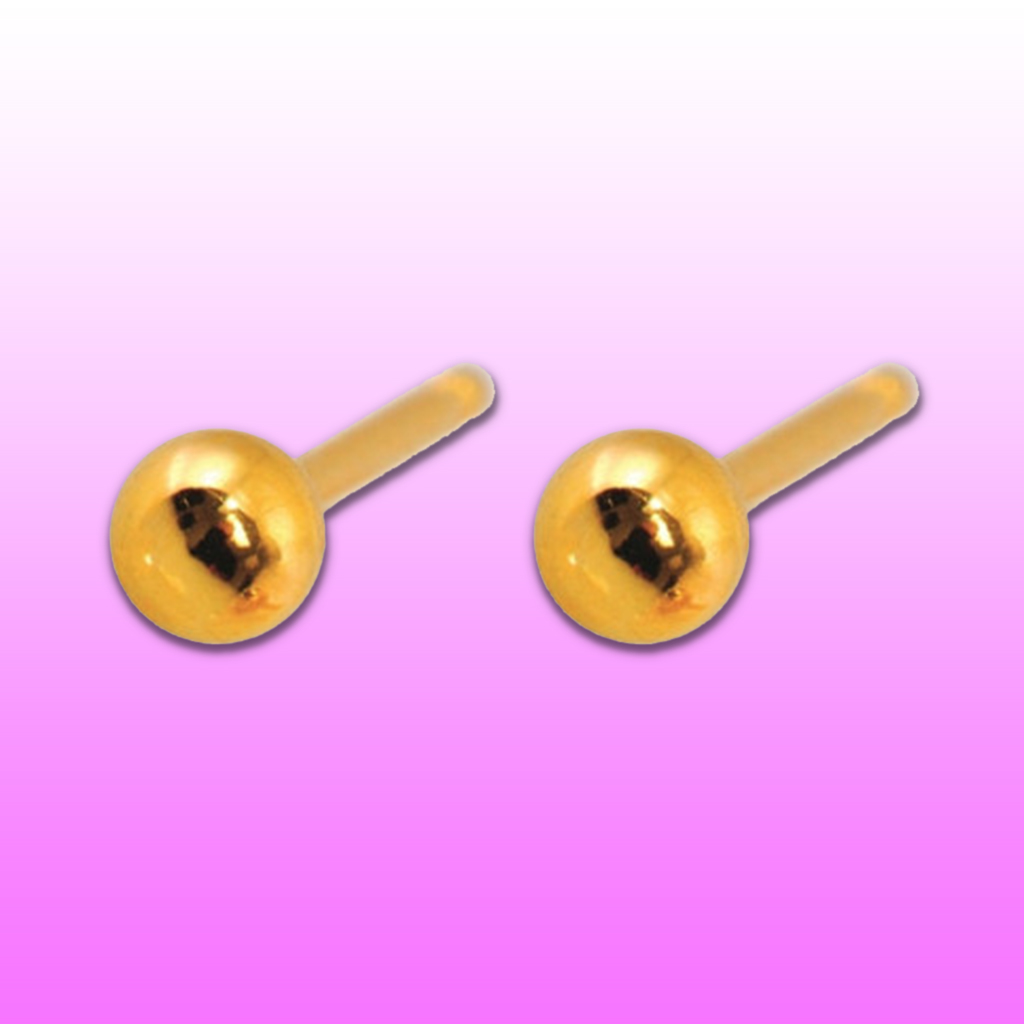 Caflon Fashion Sense FJBG3 24K Gold-Plated Ball Stud Earrings - 3mm, Pack of 4's