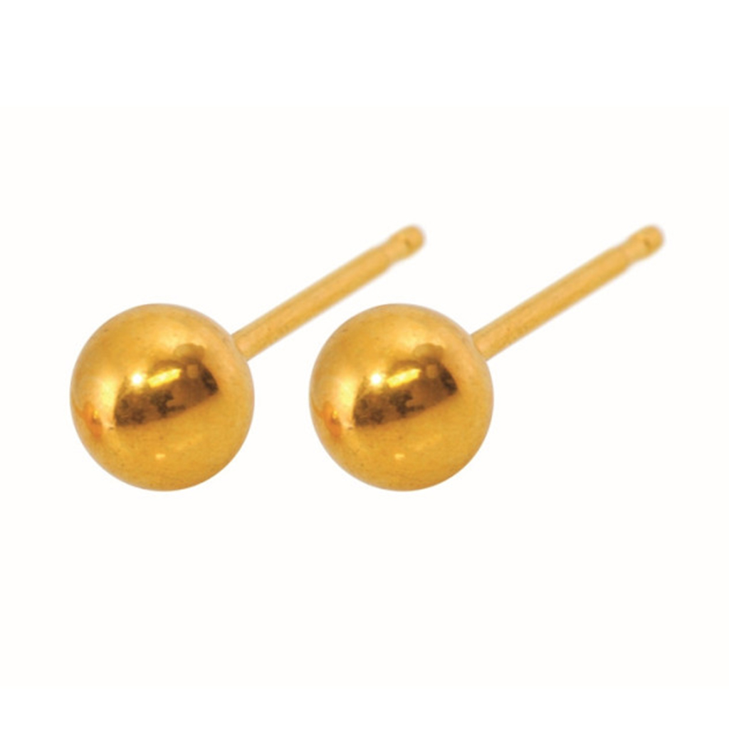 Caflon, Fashion Sense FJBG5 24K Gold-Plated Ball Stud Earrings, Elegant 5mm gold-plated earrings