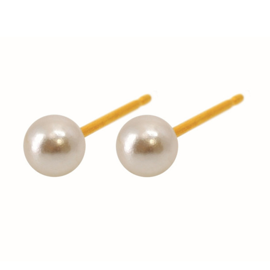 Caflon, Fashion Sense 24K Gold-Plated Pearl Stud Earrings, Small 4mm pearl stud earrings with gold plating, 4mm