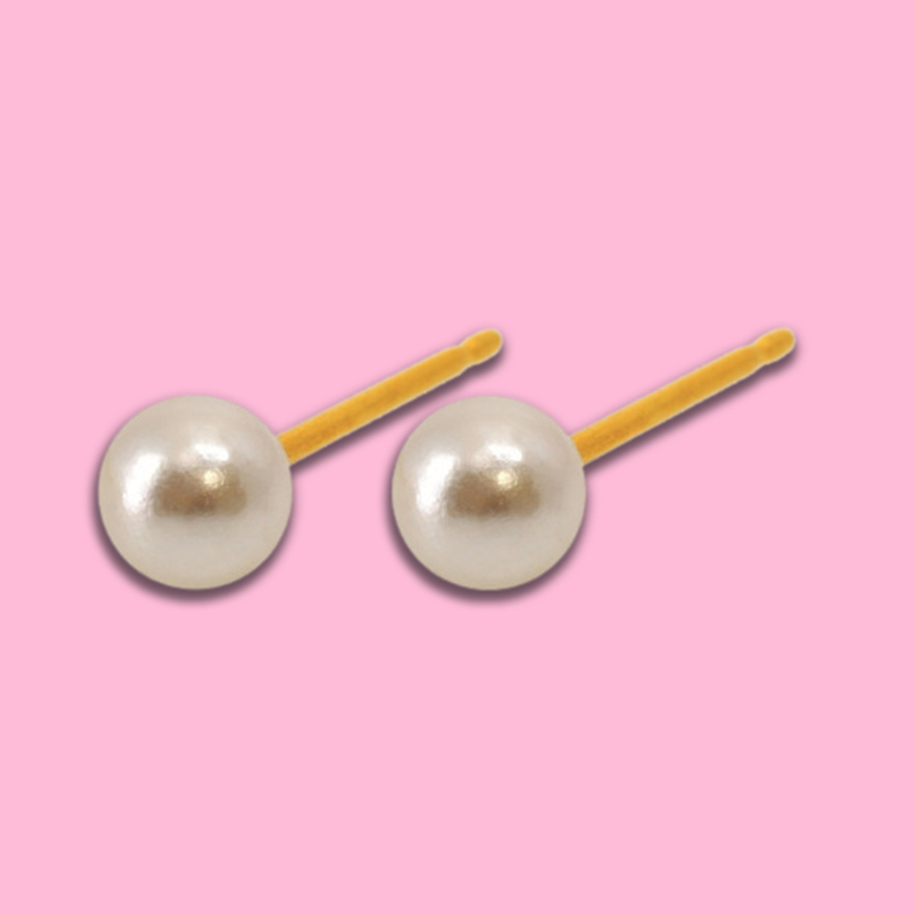 Caflon, Fashion Sense 24K Gold-Plated Pearl Stud Earrings, Small 4mm pearl stud earrings with gold plating, 4mm