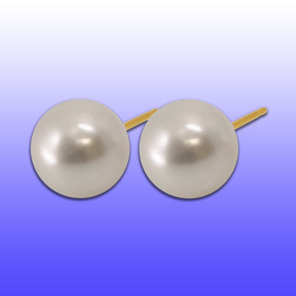Caflon, Fashion Sense 24K Gold-Plated Pearl Stud Earrings, Premium gold-plated pearl earrings, 8mm