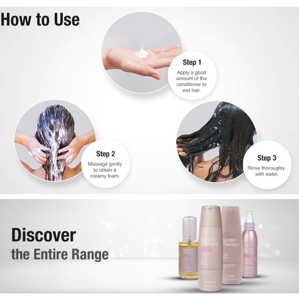 Alfaparf, Keratin Therapy Lisse Design Maintenance Conditioner, Conditioner for smooth and shiny hair, 250ml