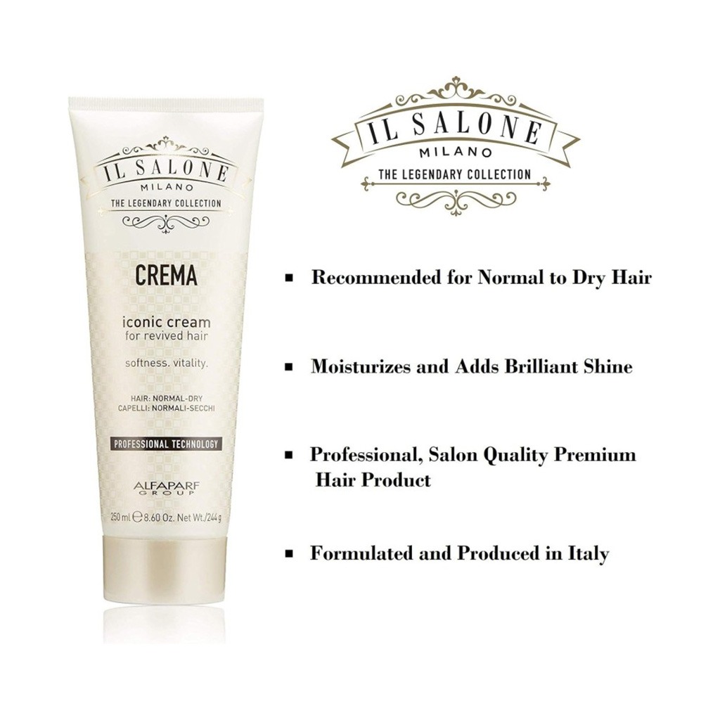 Alfaparf Il Salone Milano, Iconic Cream for Normal Dry Hair, Nourishing cream for normal to dry hair, 250 ml