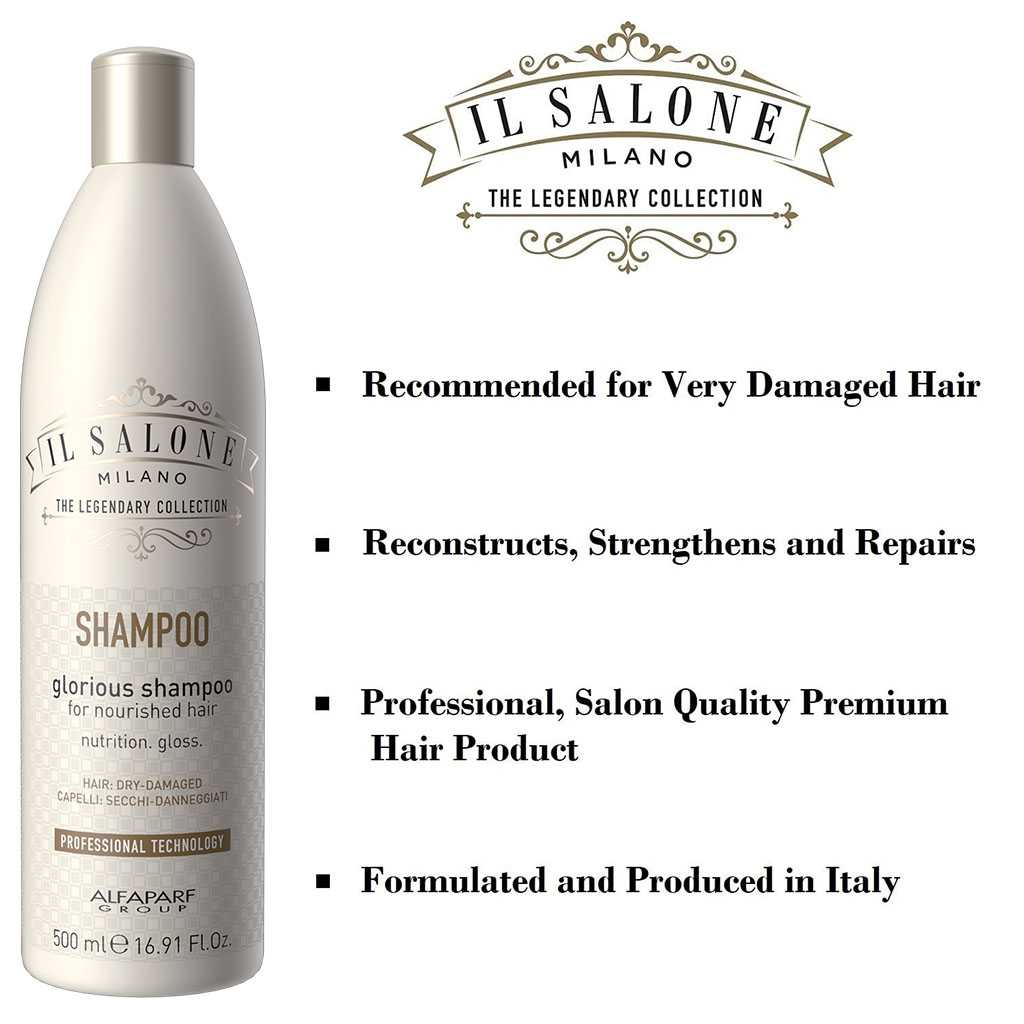 Alfaparf Il Salone Milano, Glorious Protein Shampoo for Dry & Damaged Hair, Protein enriched shampoo for repair and hydration, 500 ml