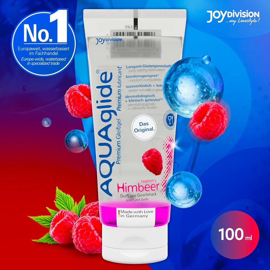 Joy Division Aquaglide Flavored Water-Based Lubricant, Raspberry, 100ml