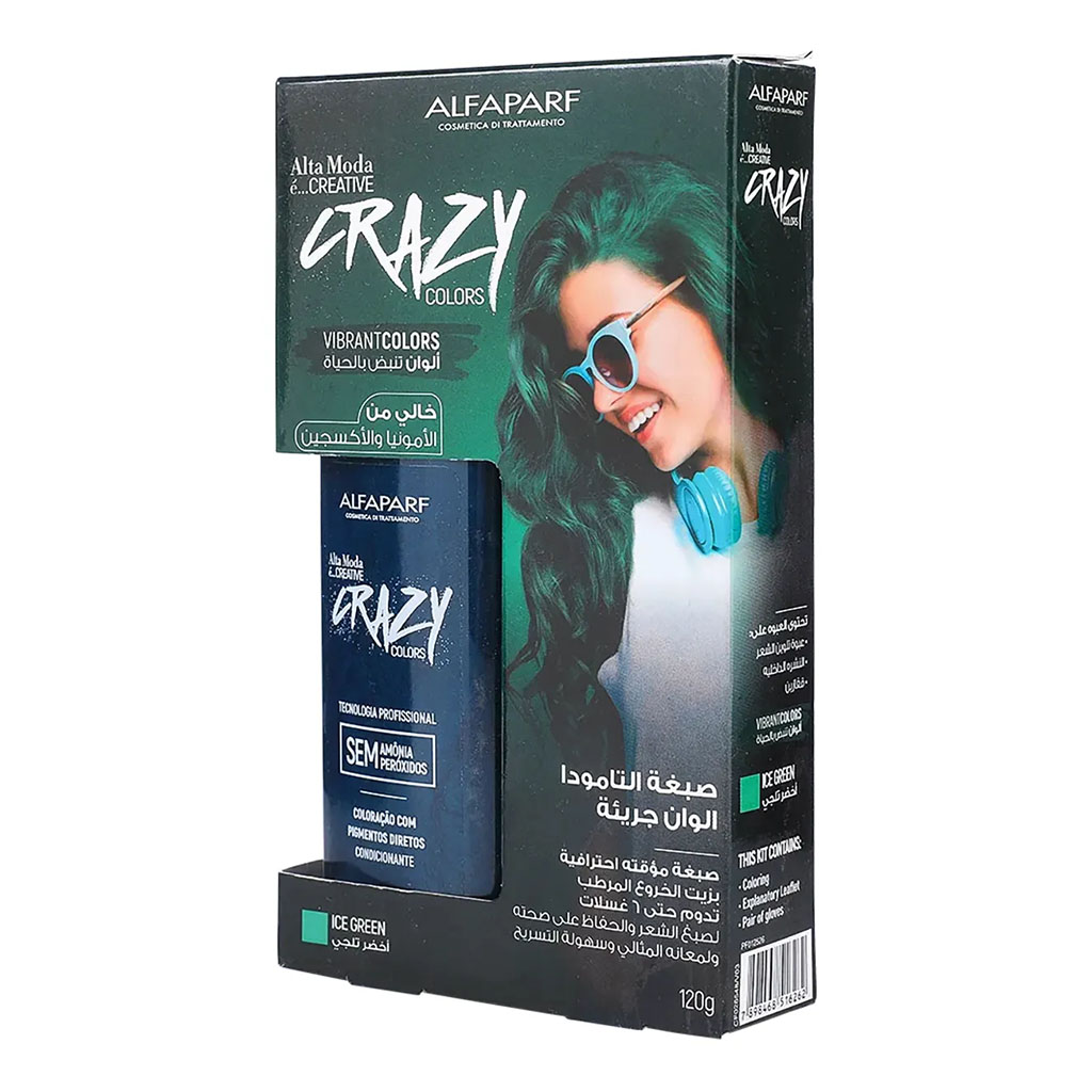 Alta Moda Creative, Crazy Colors Hair Dye, Vibrant ice green semi-permanent hair color